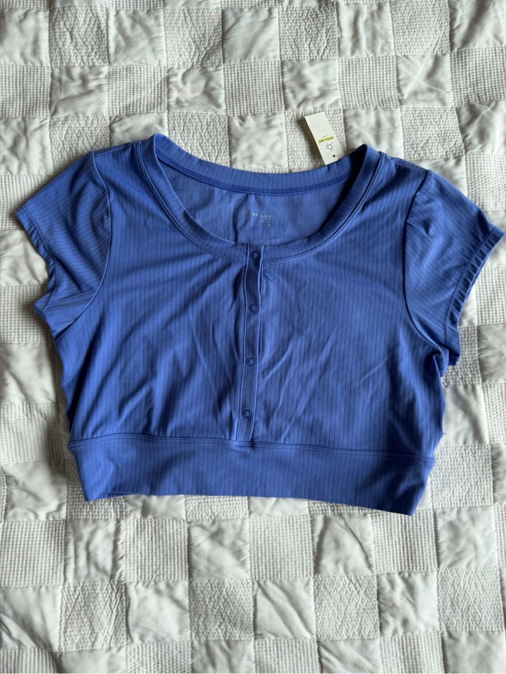 Women’s Short Sleeve Ribbed Crop Top - Blue